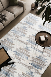 Eloise Blue, Brown, Chocolate, Copper, Grey, Ivory and White Viscose Area Rug