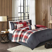 7 Piece Herringbone Comforter Set Red Cal King