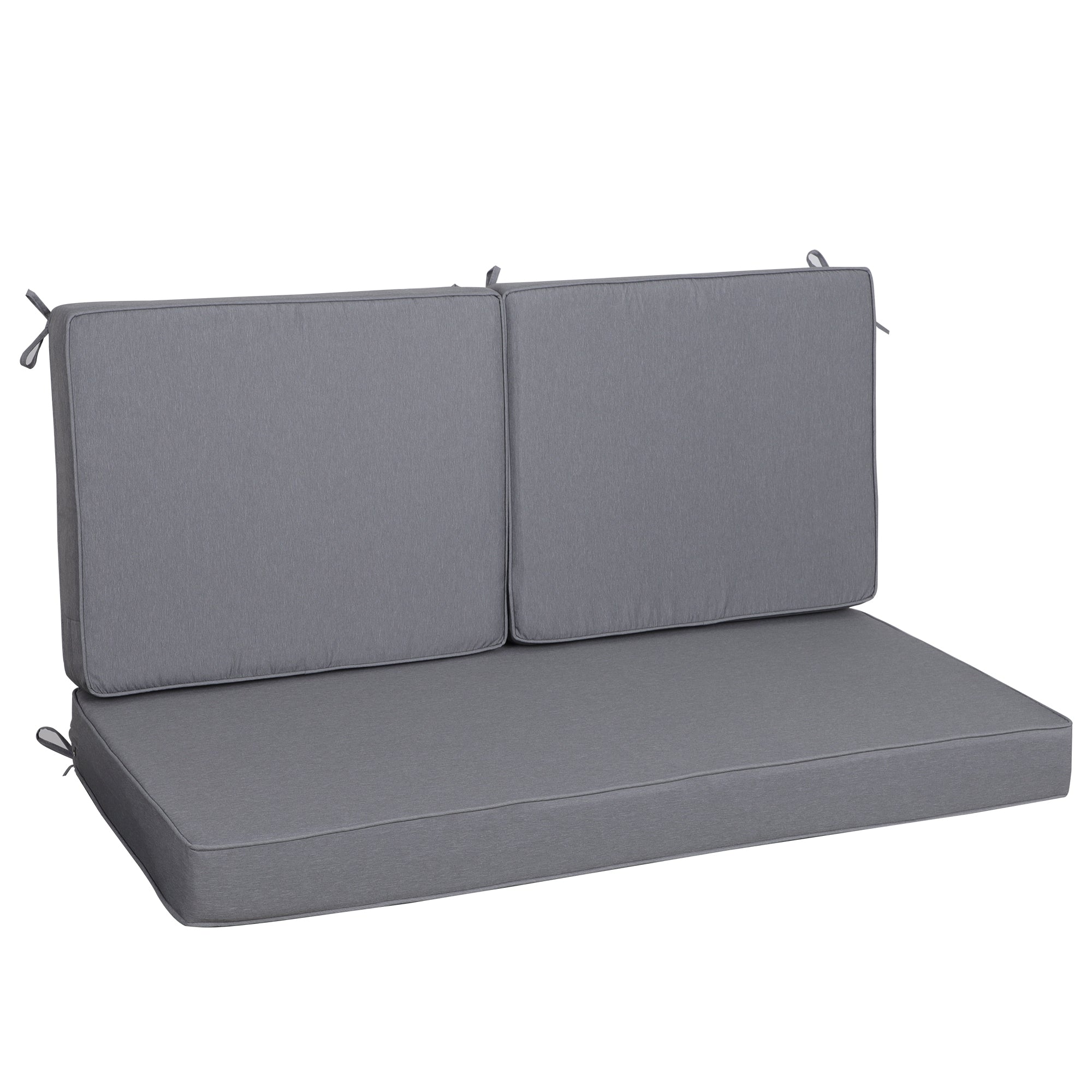 Set of 3 Outdoor Loveseat Cushion Set 48 x 24 Inch, Waterproof & 3-Year Fade-Resistant Patio Furniture Cushions with Removable Cover, Ties and Hidden Zipper - Gray