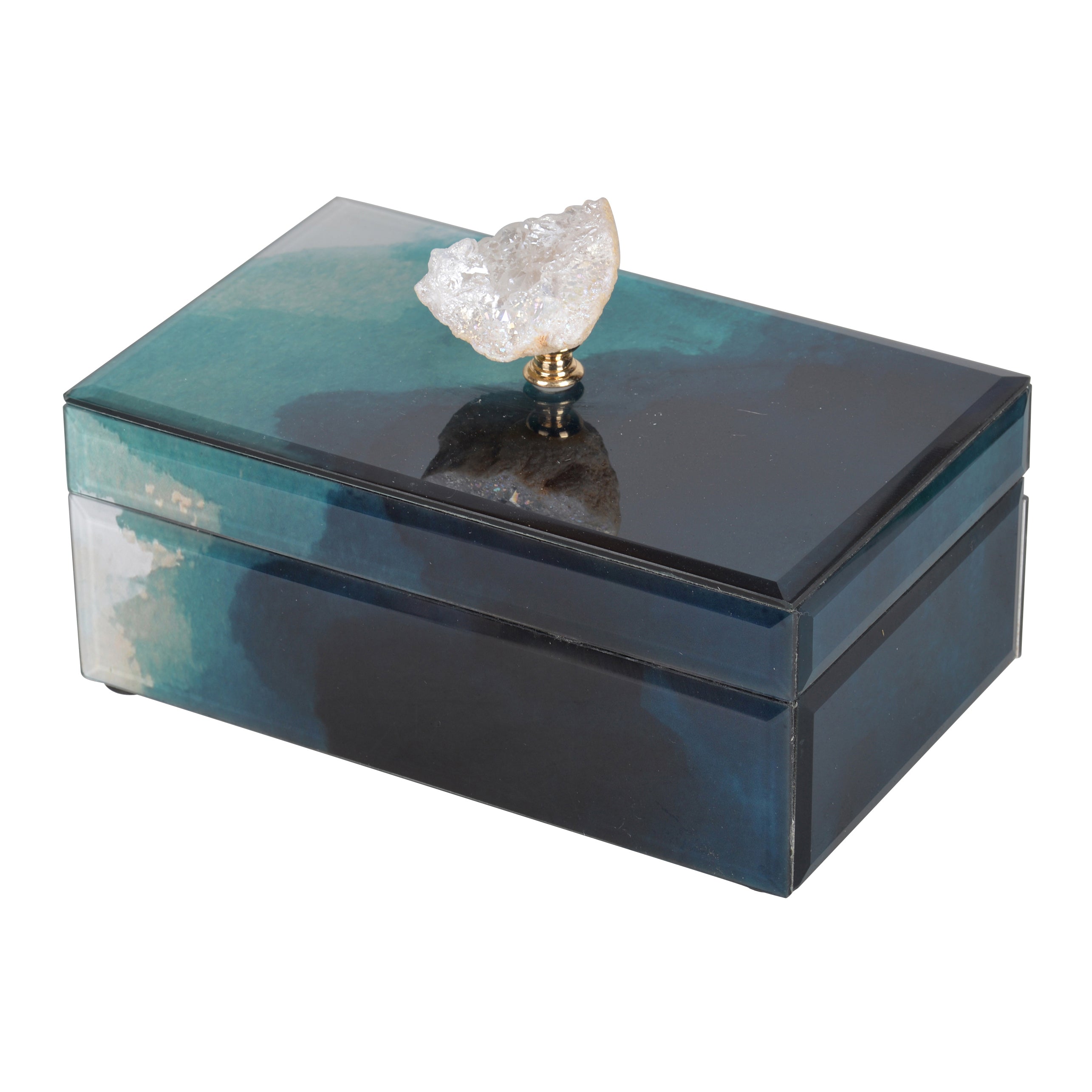 8.5' x 5' x 5' Bethany Aqua Jewelry Box, Stackable Decorative Storage Boxes With Lids