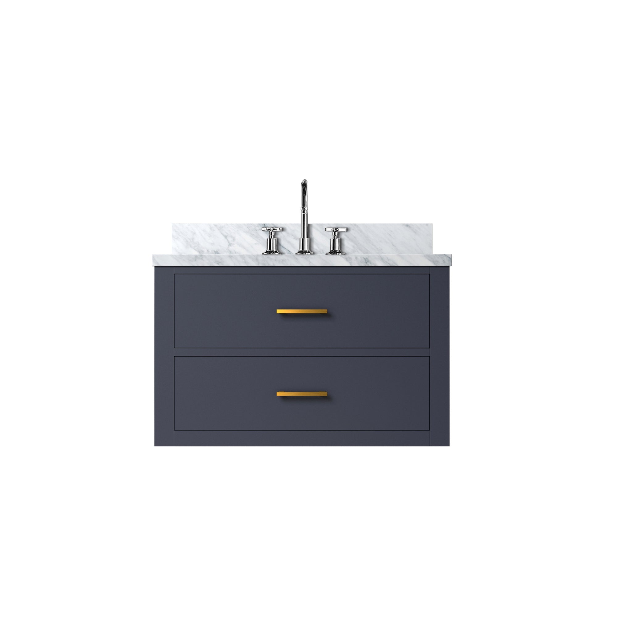 Blue Single Bath Vanity 30 in. W x 22 in. D, Carrara Marble Top, and Faucet Set