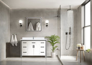 White Bath Vanity 48 in. W x 22 in. D, Cultured Marble Top and Faucet Set