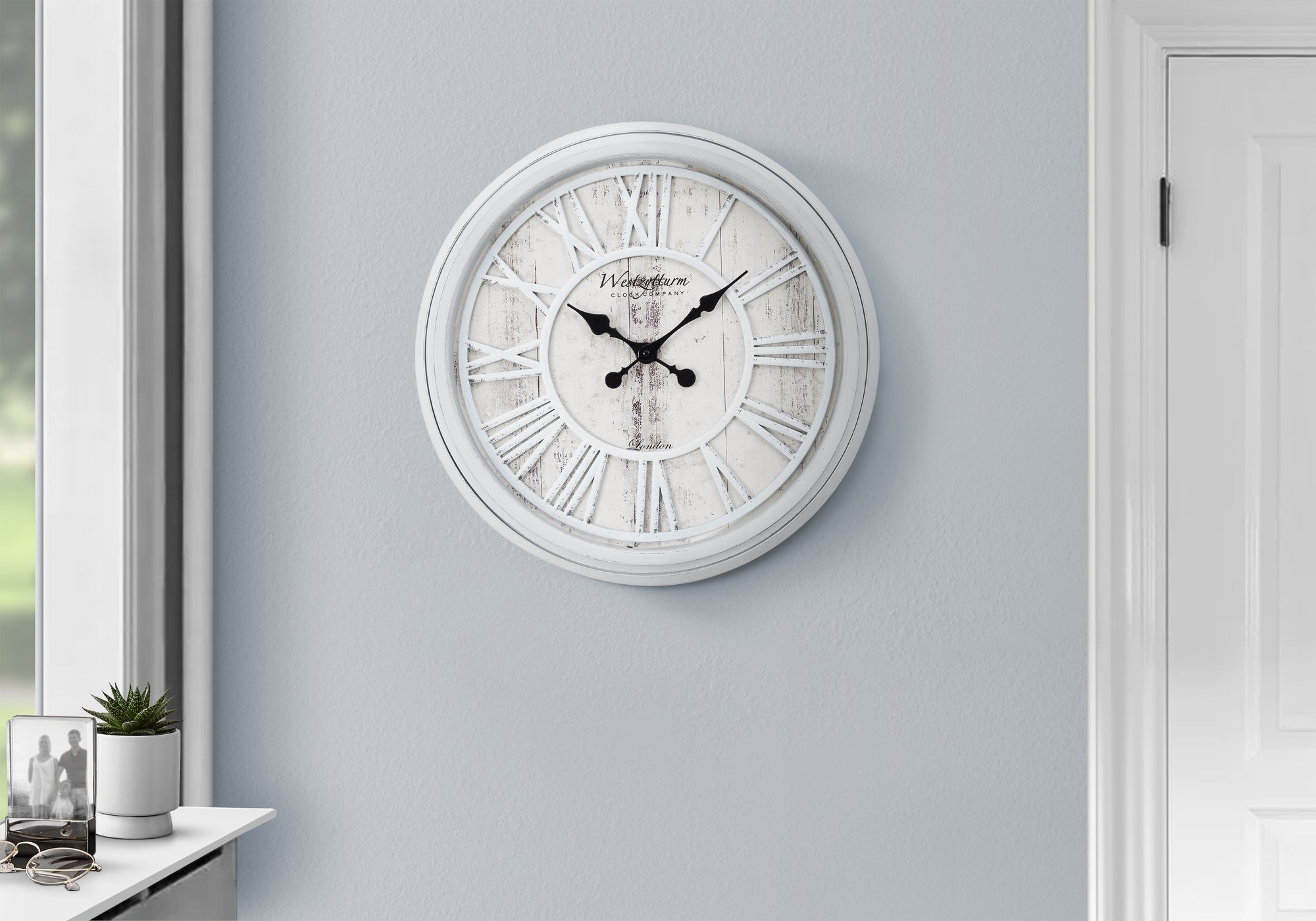 Clocks, 20' Round, Wall Clock, Grey, Transitional