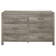 Rusticated Style Weathered Gray Finish 1pc Dresser of 6x Drawers Transitional Bedroom Wooden Furniture