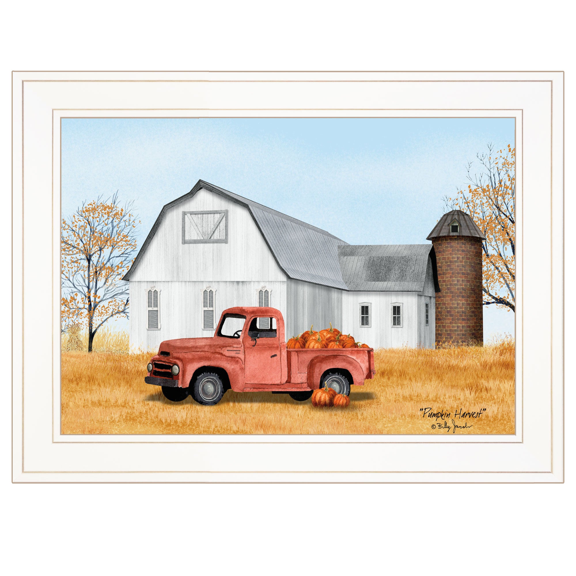 'Pumpkin Harvest' by Billy Jacobs, Ready to Hang Framed Print, White Frame