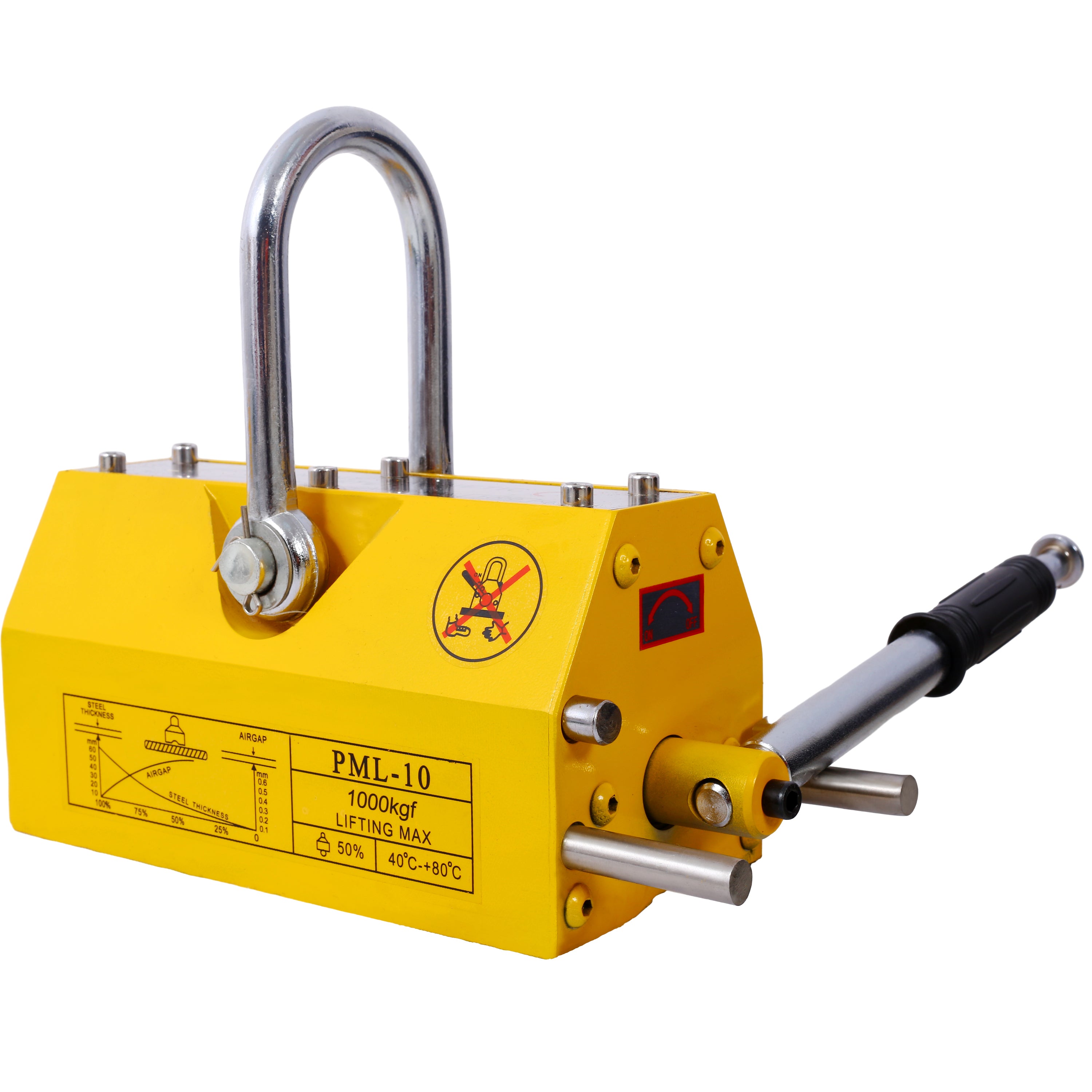 Permanent Magnetic Lifting with Release, 2200lbs/1000kg Heavy Duty Magnet, 2.5 Safety Factor, Neodymium & Steel for Hoist, Shop Crane, Block, Board Lifting Plate Steel