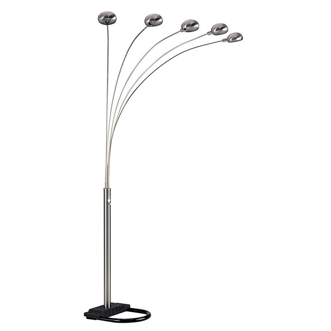 84' Tall Metal Floor Lamp with Satin Nickel finish and 5 adjustable Arch Arms