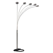 84' Tall Metal Floor Lamp with Satin Nickel finish and 5 adjustable Arch Arms