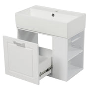 21.8 Inch Wall-Mounted Bathroom Vanity with Sink, Soft-Close Drawer, Adjustable Shelf, Toilet Paper Holder, White