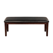 Classic Cherry Finish Wood Frame Bench 1pc Fabric Upholstered Seat Dining Furniture