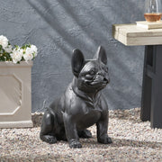 DOG GARDEN SCULPTURE, Outdoor French Bulldog Garden Statue, Matte Black, No Assembly Required