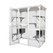 XPT018 Cat Cage Box Lovely House for Pets, Wooden White, Medium Size