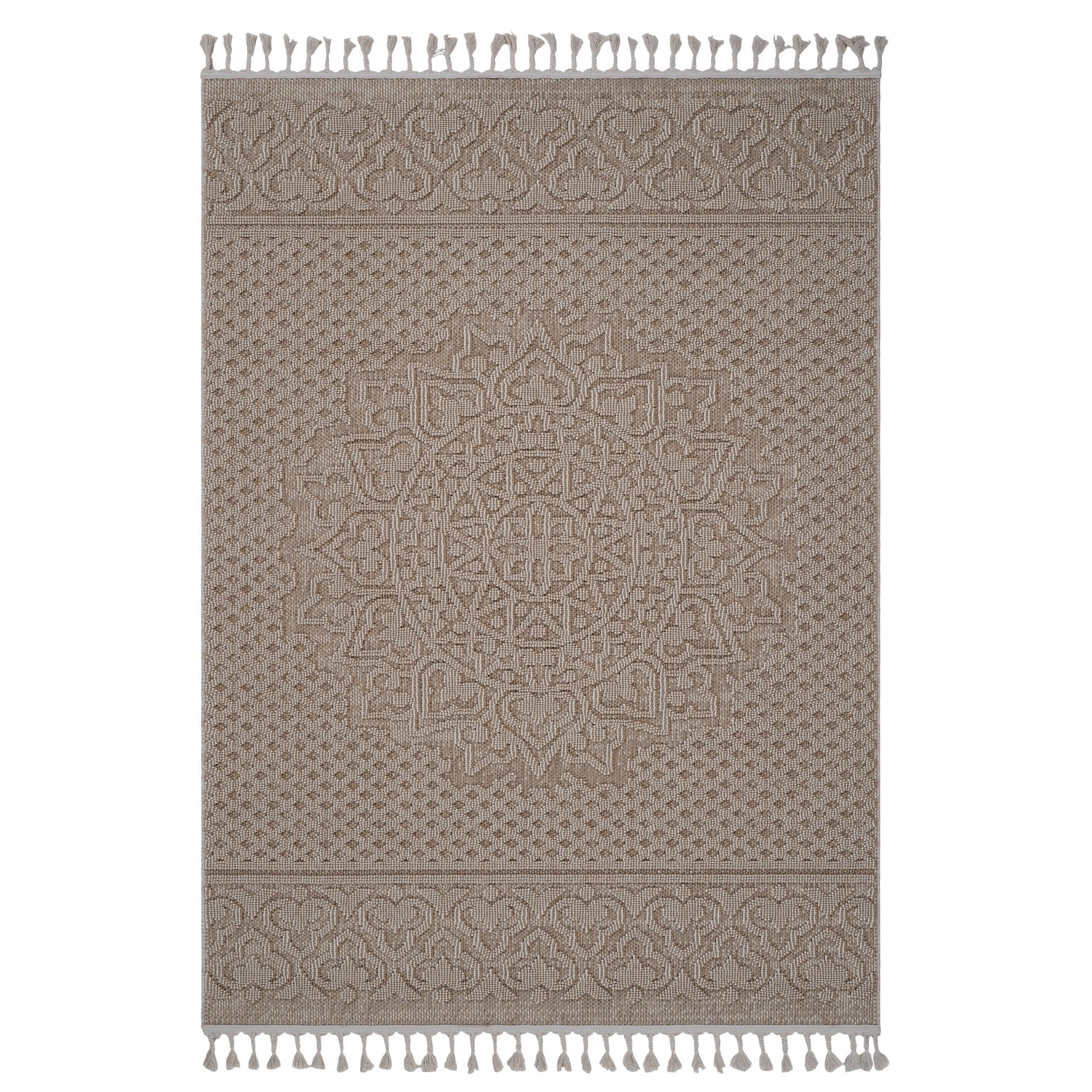 Guros Collection 4X6 Beige / Medallion Indoor / Outdoor Area Rug
