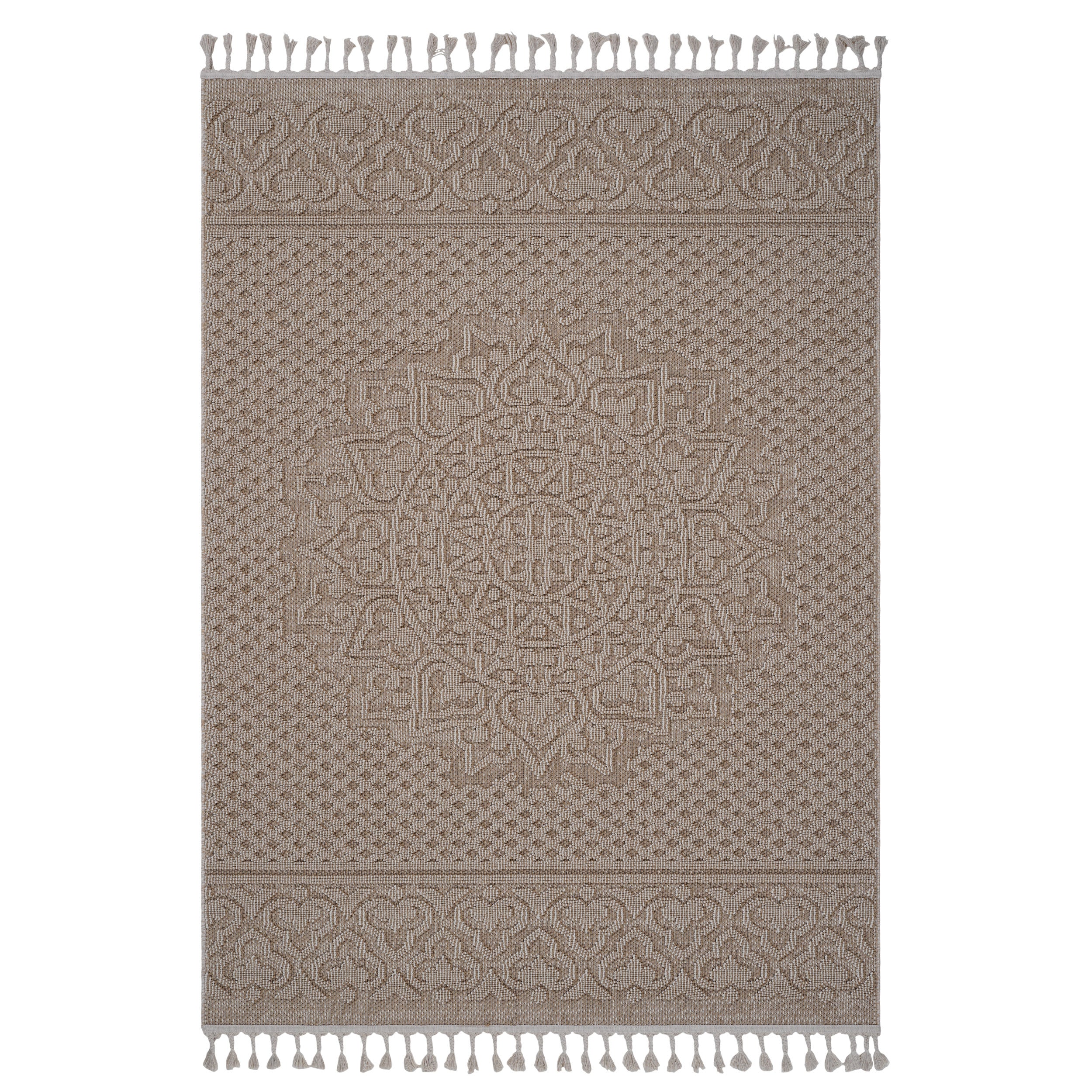 Guros Collection 6X9 Beige / Medallion Indoor / Outdoor Area Rug