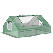 Outsunny 71' x 55' x 32' Mini Tunnel Greenhouse, Garden Planting Shed, Outdoor Flower Planter Warm House with Zipper Windows and Door, Green