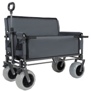 3-in-1 Folding Wagon with Bench Seat – 500lbs Capacity, 9'x4' Beach Tires for Camping & Beach, gray