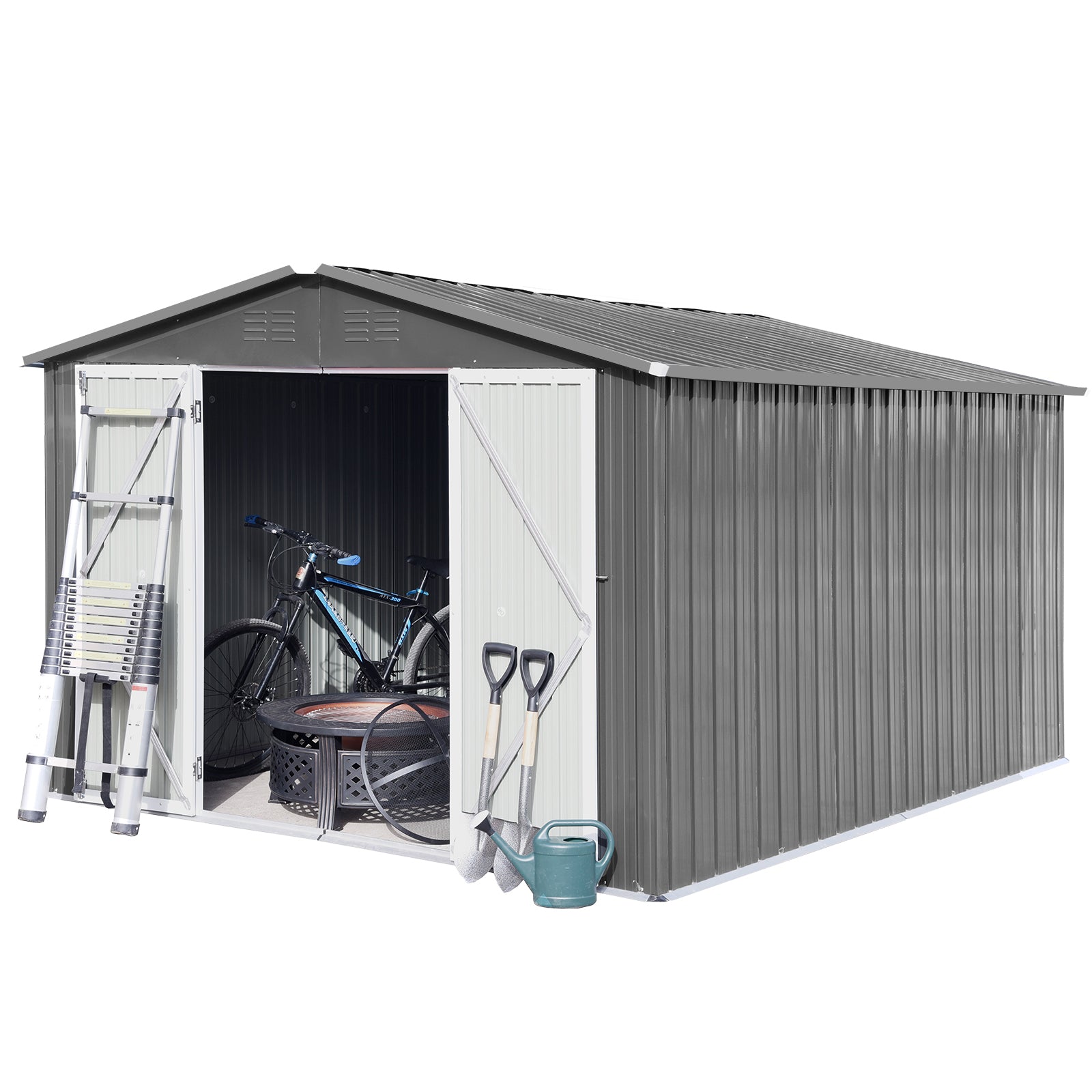 Metal garden sheds 12ftx10ft outdoor storage sheds Grey