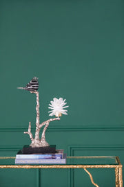 Aluminum Candle Holder with Marble Stand, 8x5x15'