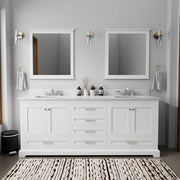White Double Bath Vanity 80 in. W x 22 in. D, with Carrara Marble Top