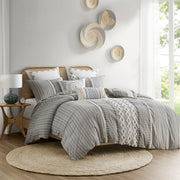 Full/Queen Cotton Printed Duvet Cover Set with Chenille