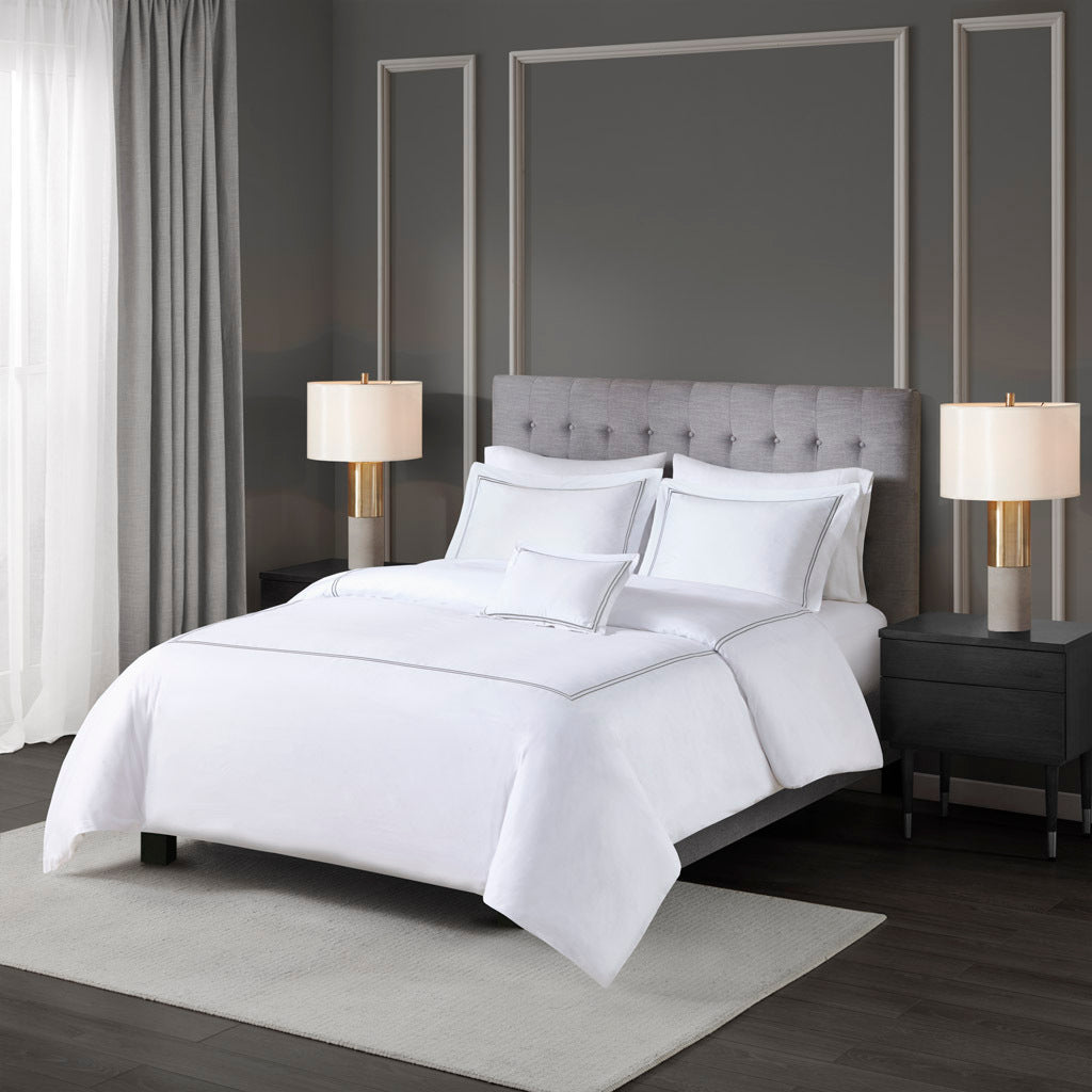 King/Cal King 100% Cotton Sateen Embroidered Comforter Set