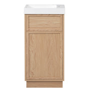 Rustic 15.75' Bathroom Vanity with Reversible Resin Sink and MDF Cabinet, Wood Grain Melamine Finish