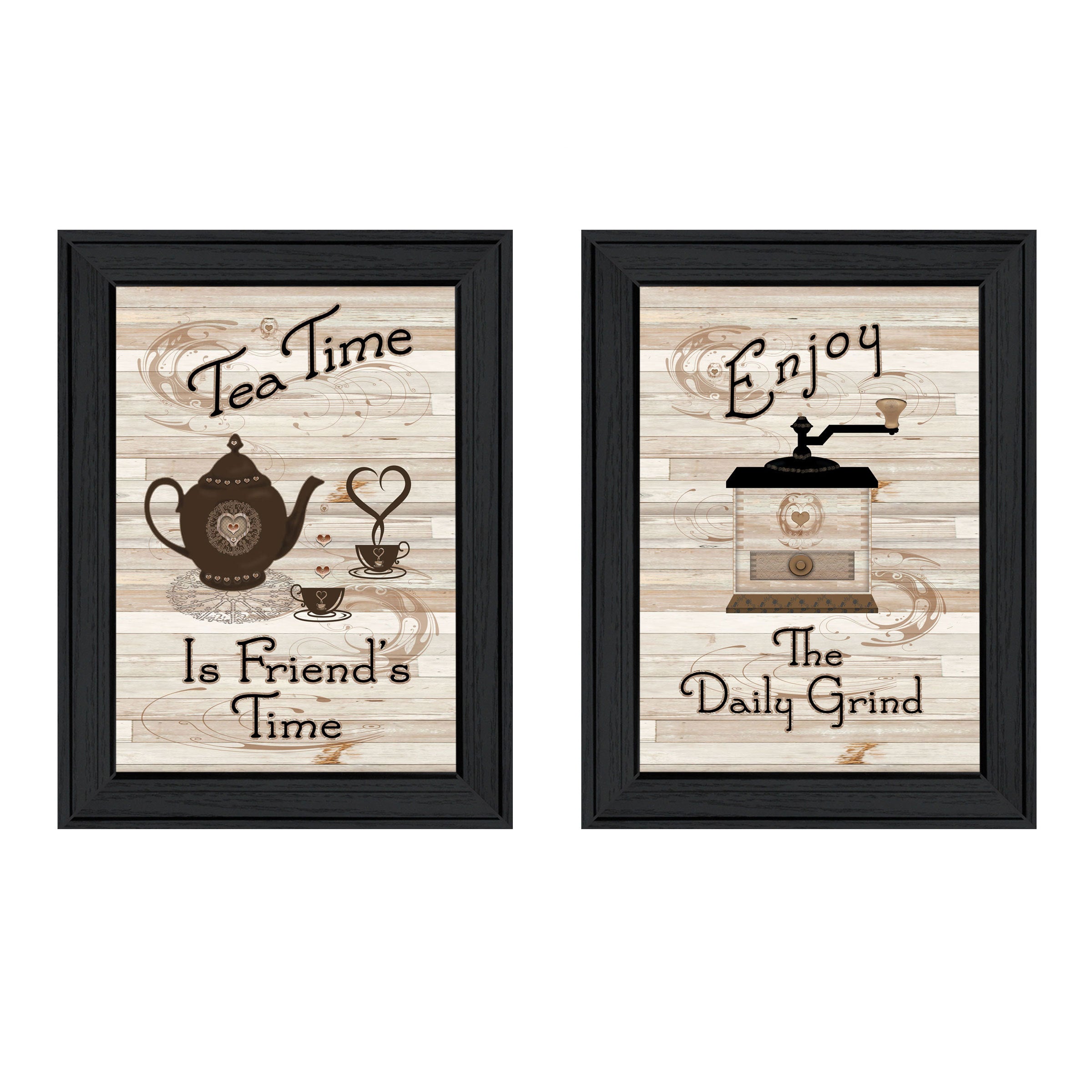 'Enjoy Tea Time' 2-Piece Vignette by Millwork Engineering, Black Frame