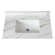 37 Inch Marble Vanity Top, Sintered Stone,Carrara white with veins