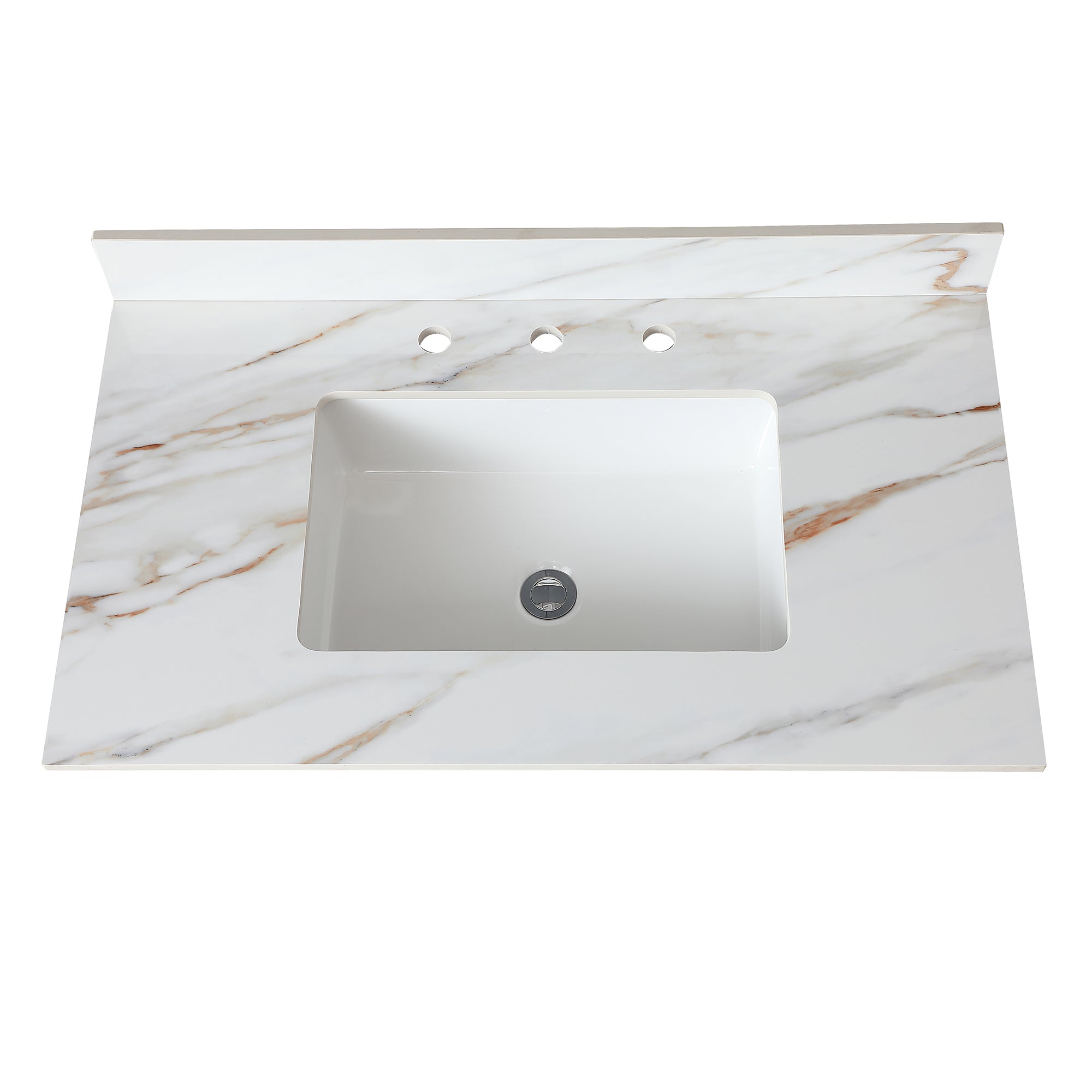 37 Inch Marble Vanity Top, Sintered Stone,Carrara white with veins