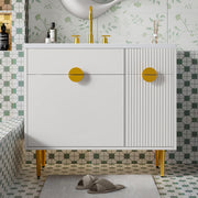 36' Bathroom Vanity with Resin Basin Sink, Modern Bathroom Sink Cabinet, Storage Cabinet with Soft-Closing Door and Drop-Down Door