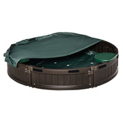 Outsunny Kids Outdoor Sandbox with Cover Garden Bed, Easy Assembly Children's Round Sandbox for Backyard, Brown, 48.5' x 48.5' x 8.75'
