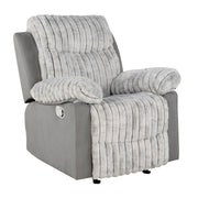 Bruni Grey Glider Recliner Chair with Manual Recline and Plush Upholstery