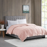 Lightweight Down Alternative Blanket with Satin Trim Blush Full/Queen