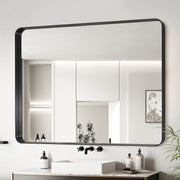 48x32 Inch Black Aluminium Frame Bathroom Mirror