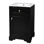 Elegant 20-Inch Bathroom Vanity with Ceramic Sink, Soft Close Door, Adjustable Shelf, Black Finish