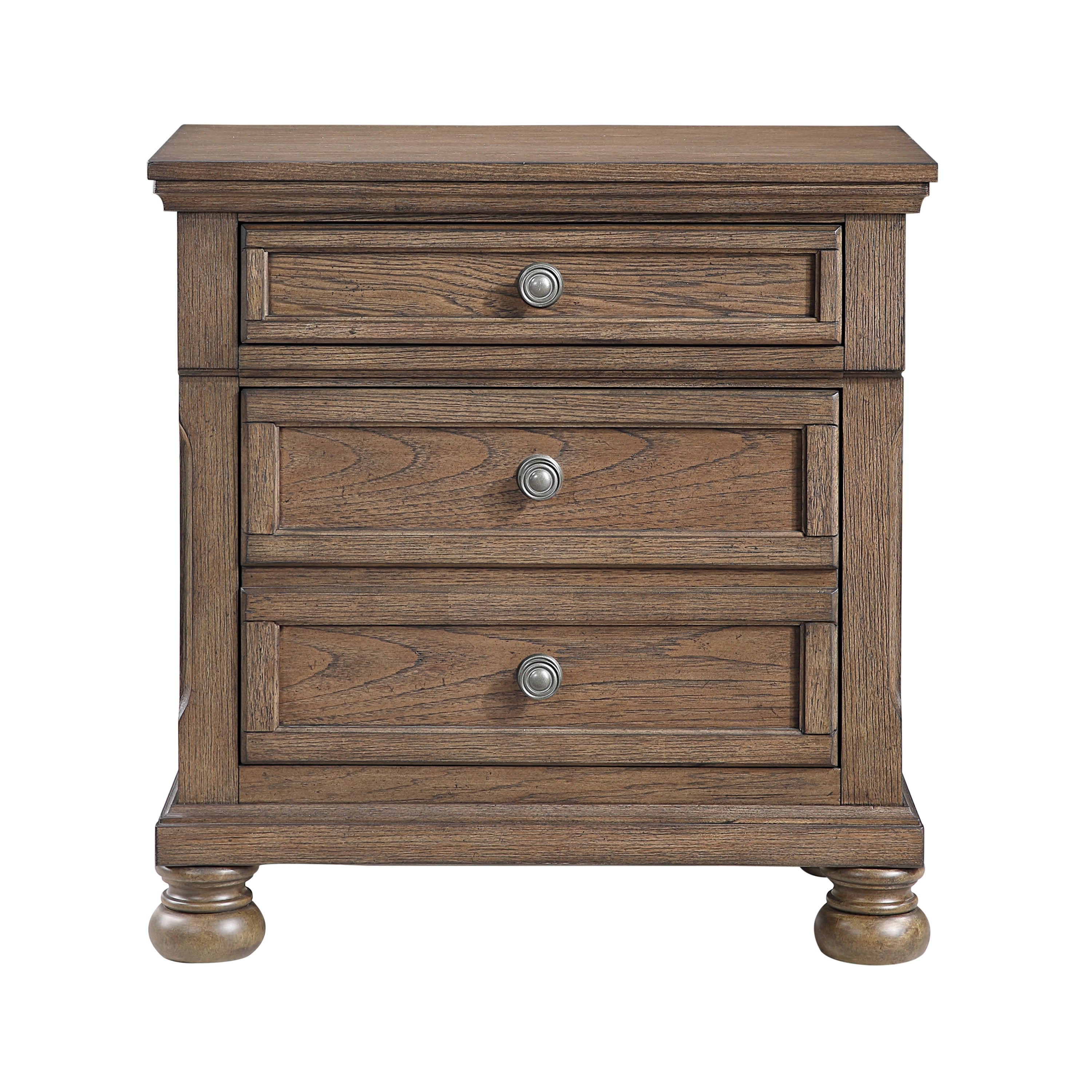 Transitional Antique Brown Finish 1pc Nightstand with Hidden Drawer Bun Feet Classic Wooden Bedroom Furniture