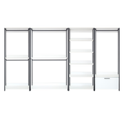 Fiona White Freestanding Walk-in Wood Closet System with Metal Frame, Durable Storage Solution, White Melamine Finish