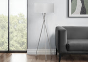Lighting, 62'h, Floor Lamp, Nickel Metal, Grey Shade, Contemporary