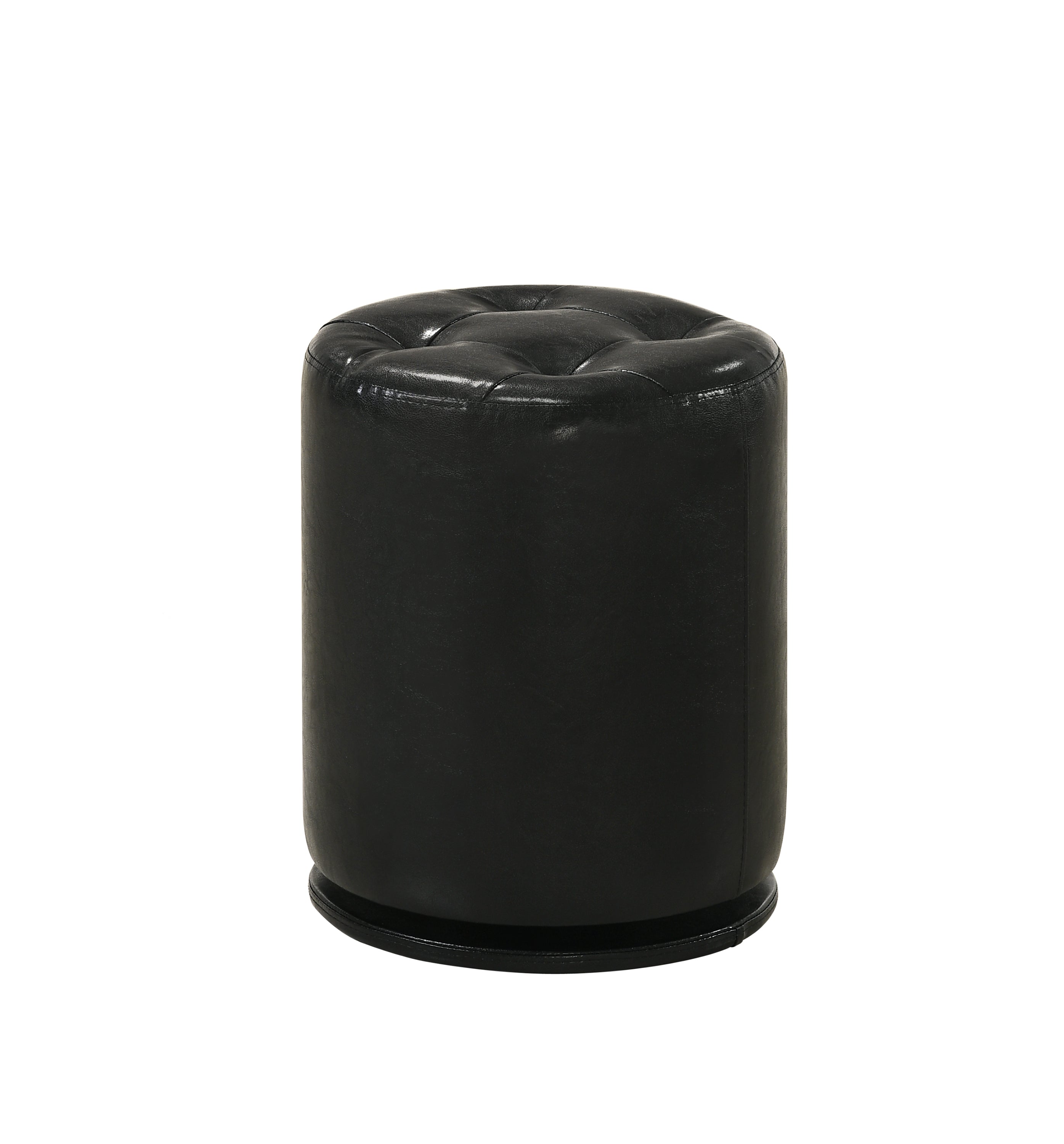 1pc Glam Contemporary Upholstered Round Swivel Vanity Stool Button Tufted Seat Black