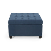 Elegant Isabella Ottoman with Storage Functionality in Navy Blue Fabric