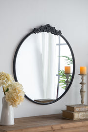 36' x 39' Classic Design Mirror with Round Shape and Baroque Inspired Frame for Bathroom, Entryway Console Lean Against Wall