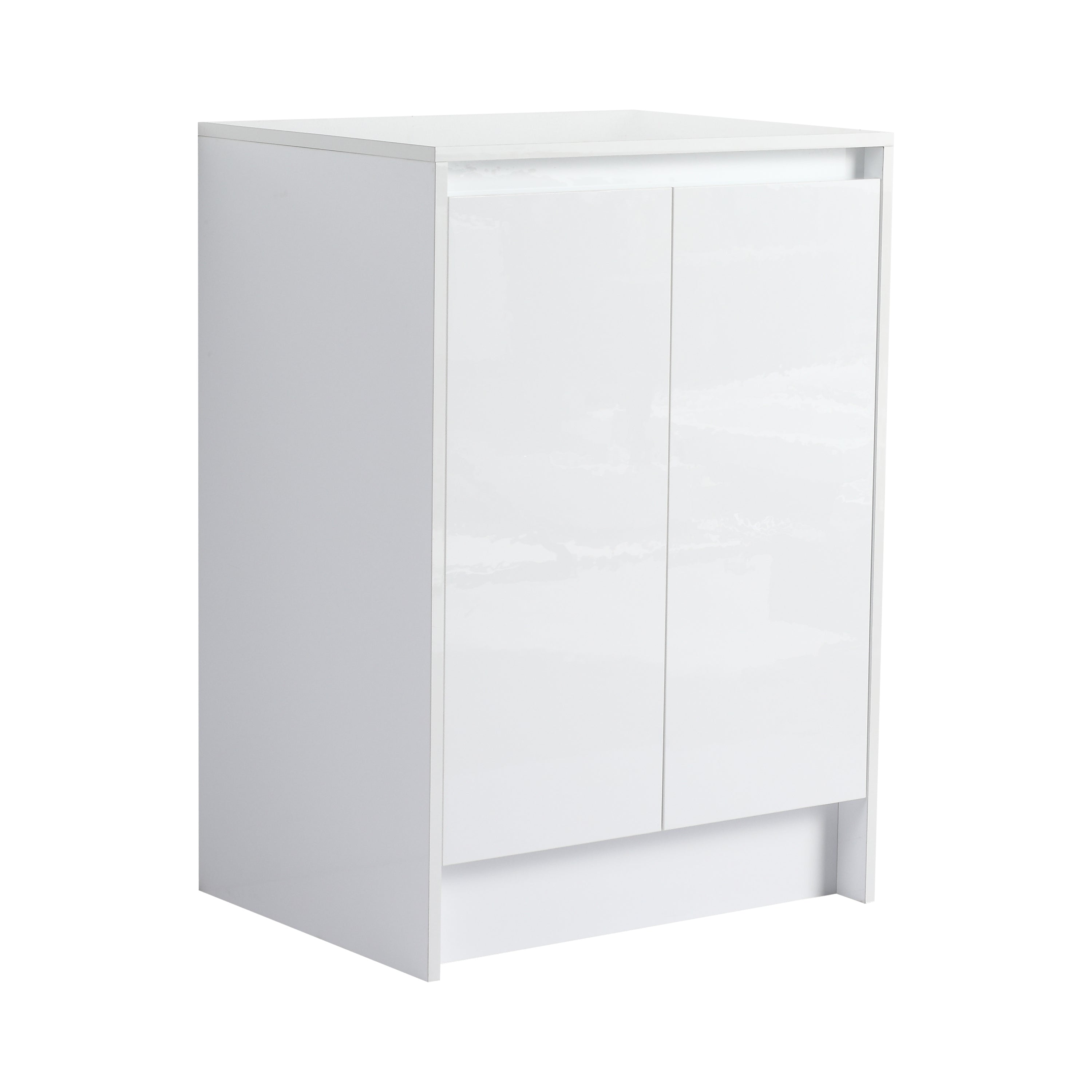 24' freestanding Bathroom Storage Cabinet, 2-Soft Close Doors, Glossy White,(KD-Packing)