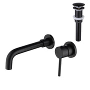 Wall Mounted Single Handle Bathroom Sink Faucet with Pop-Up Drain (No Overflow)