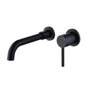 Wall Mount Faucet for Bathroom Sink or Bathtub, Single Handle 2 Holes Brass Rough-in Valve Included, Matte Black