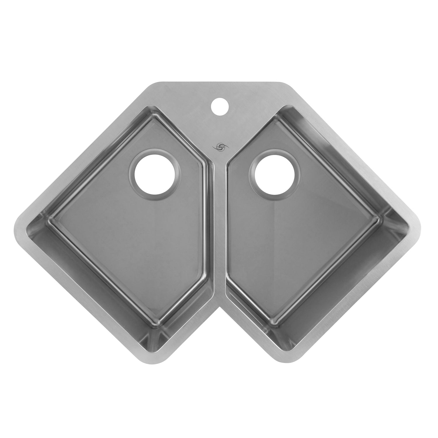 DAX Handmade Corner Double Bowl Top Mount Kitchen Sink 32.75'x22.75' – Stainless Steel – Space-Saving Design, Durable & Easy to Clean – Modern Kitchen Upgrade