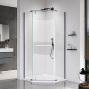36*36*72 INCH Pivot shower door, with 1/4' (6MM) tempered glass,Frameless Neo-Angle Pivot Shower Enclosure in Chrome for Bathroom Shower Door--Chrome--(NO INCLUDED Neo-Angle Shower Base )