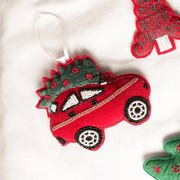 Expobazaar Santa's Car Hanging Ornament - Red & Green