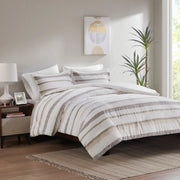 King/Cal King 3 Piece Clipped Jacquard  Duvet Cover Set