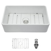 33 Inch White Farmhouse Kitchen Sink with Apron Front Ceramic Single Bowl, Durable and Stain Resistant for Modern Farmhouse Kitchens