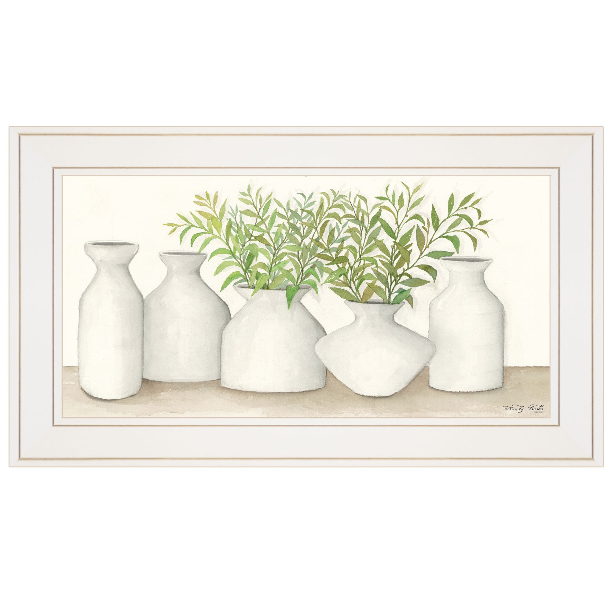 'Simplicity in White II' by Cindy Jacobs, Ready to Hang Framed Print, White Frame